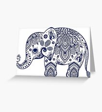 Blaue Blumenelefant-Illustration Grußkarte