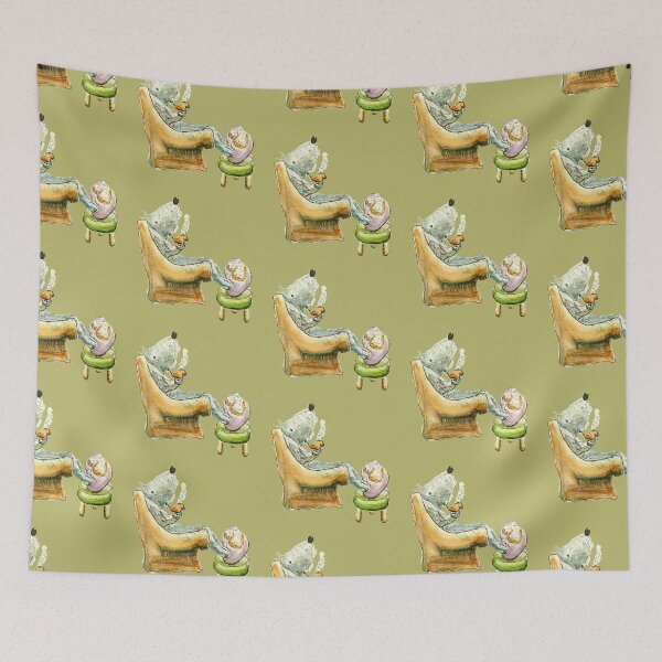 Item preview, Grey dog in Armchair Smoking Pipe, Bedlington Terrier Dog designed and sold by The Quaint and Quirky.