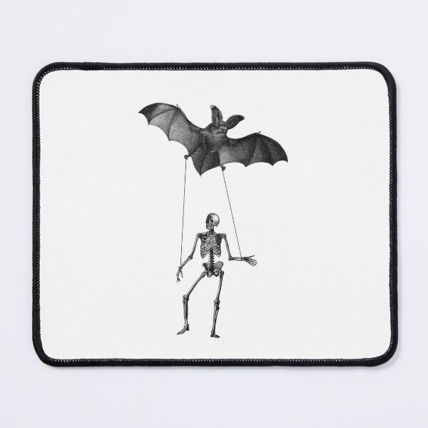 Item preview, Dancing skeleton with big bat (black and white) designed and sold by Madame Memento.