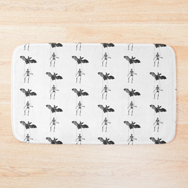 Item preview, Dancing skeleton with big bat (black and white) designed and sold by Madame Memento.