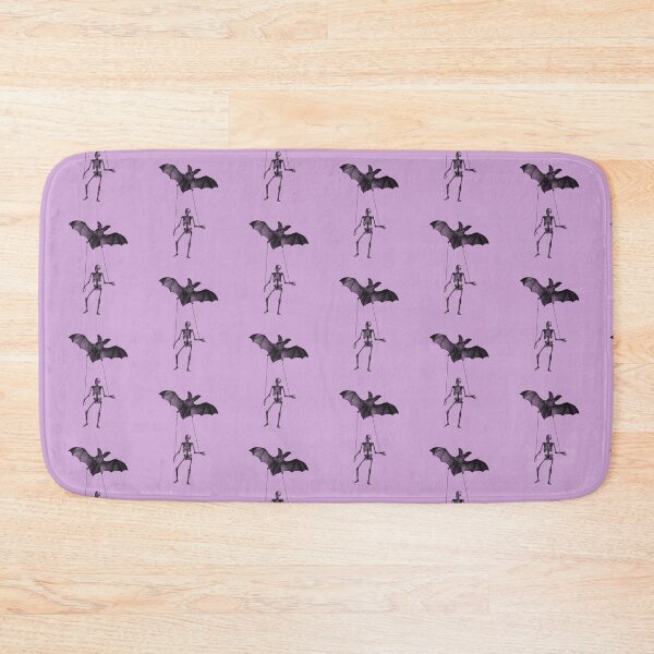Item preview, Dancing skeleton with big bat in purple and black (black and purple) designed and sold by Madame Memento.