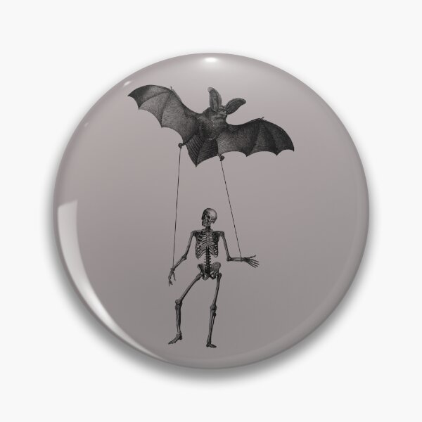 Item preview, Skeleton with halloween bat (black and gray) designed and sold by Madame Memento.
