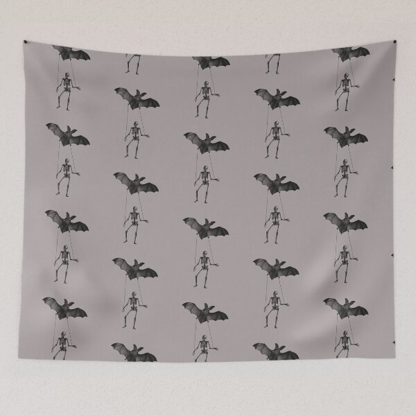 Item preview, Skeleton with halloween bat (black and gray) designed and sold by Madame Memento.