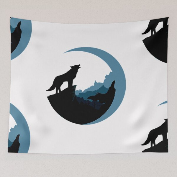 Item preview, COOL MOON  WOLF ILLUSTATION ART. designed and sold by BEAUTY ⭐⭐⭐⭐⭐.