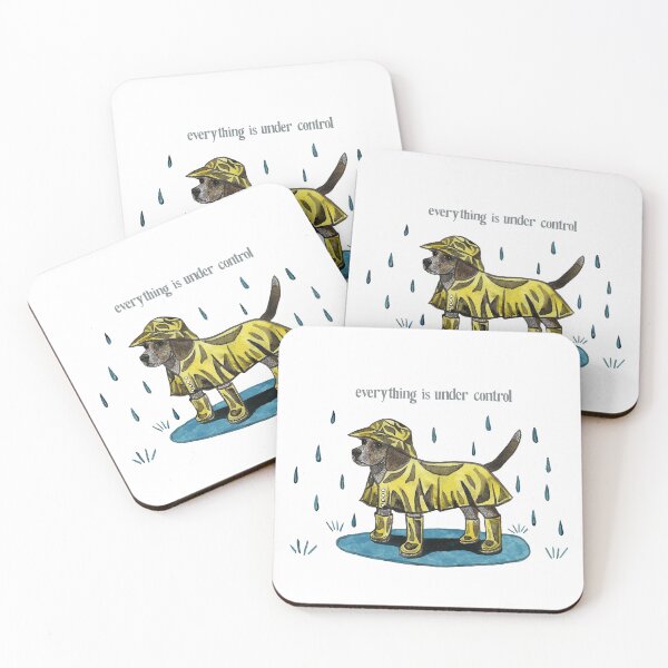 Item preview, Everything is under control cute dog in raincoat designed and sold by Lydia-Artwork.