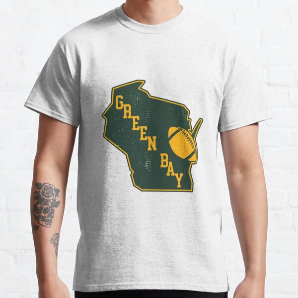 Green Bay Packers PillowRetro Style Green Bay State Outline Design Classic T-Shirt