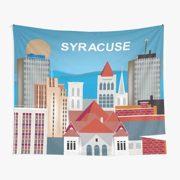 Syracuse, New York - Skyline Illustration by Loose Petals Tapestry