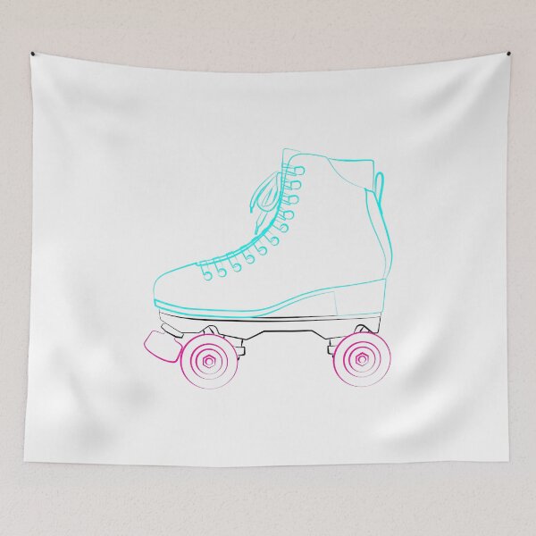 Item preview, Roller skates shoes derby, Wrotki Rollschuhe Roll schuhe Roll schuhe Boots retro old school sport. Contour lines drawn, drawing designed and sold by Marcin Adrian.