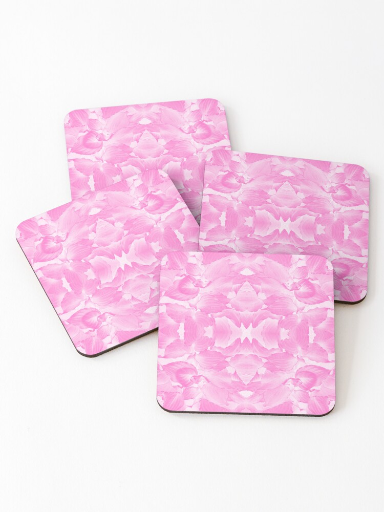 Thumbnail 1 of 5, Coasters (Set of 4), Hosta Pink Wash Pattern  designed and sold by SunshineWalker.