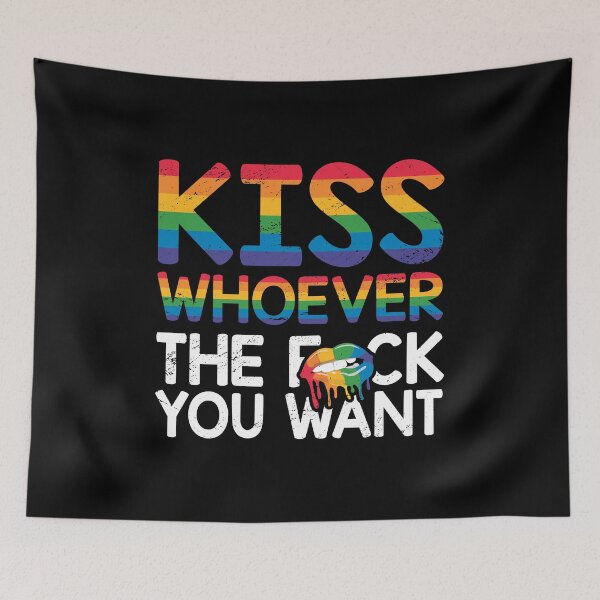 Item preview, Kiss Whoever You Want LGBTQ Acceptance Rainbow Pride Month designed and sold by haselshirt.