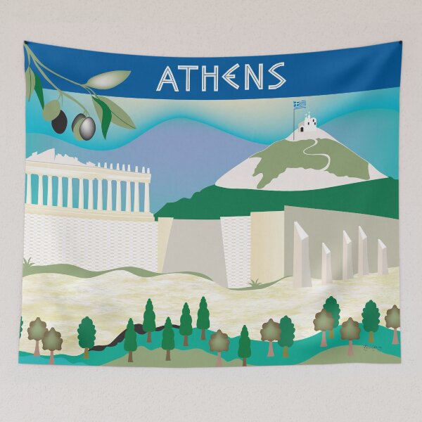 Item preview, Athens, Greece - Skyline Illustration by Loose Petals designed and sold by LoosePetals.