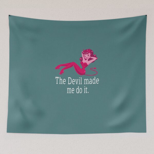 Item preview, The Devil Made Me Do It (White Text) Essential T-Shirt ,  Christmas,Halloween,Fathers Day,Mothers Day designed and sold by KevinKufer.