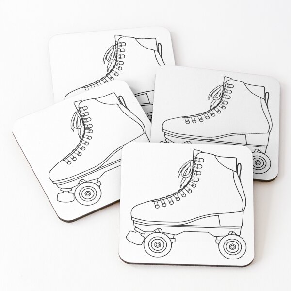 Item preview, Roller skates shoes derby, Wrotki Rollschuhe Roll schuhe Roll schuhe Boots retro old school sport. Contour lines drawn, drawing designed and sold by Marcin Adrian.