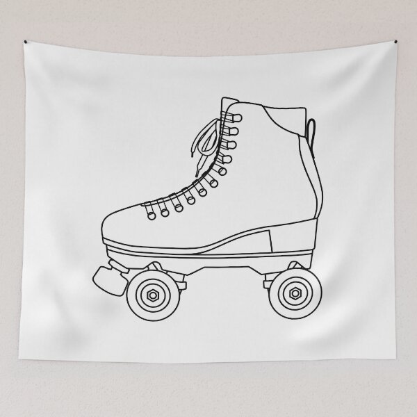 Item preview, Roller skates shoes derby, Wrotki Rollschuhe Roll schuhe Roll schuhe Boots retro old school sport. Contour lines drawn, drawing designed and sold by Marcin Adrian.