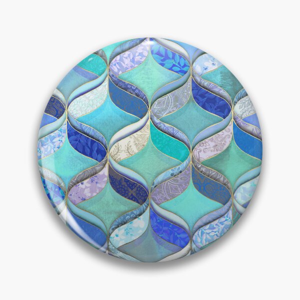 Item preview, Patchwork Ribbon Ogee Pattern in Blues & Greens designed and sold by micklyn.