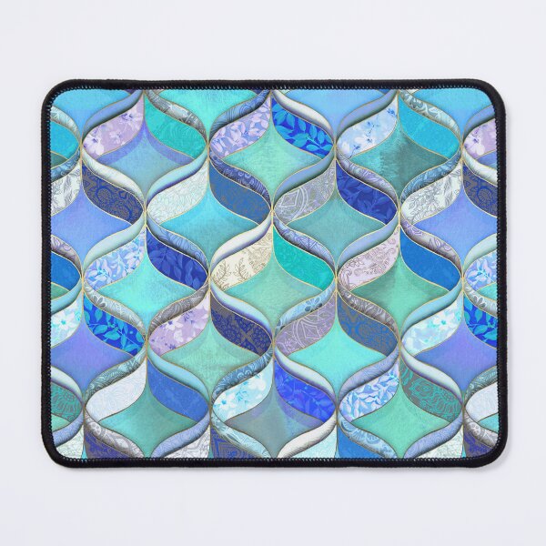 Item preview, Patchwork Ribbon Ogee Pattern in Blues & Greens designed and sold by micklyn.