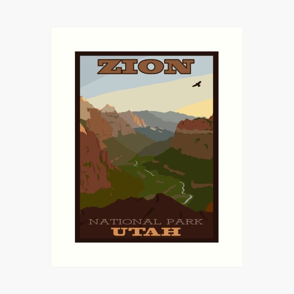 Vista previa del artículo con la obra «Cartel de Zion NP», diseñado y vendido por Sean Womack.