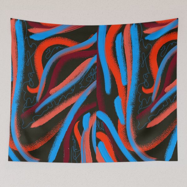 Item preview, Red Blue Oil Painting Abstract Art Minimalist Modern Wall Decor Colorful Bright designed and sold by hopecope.
