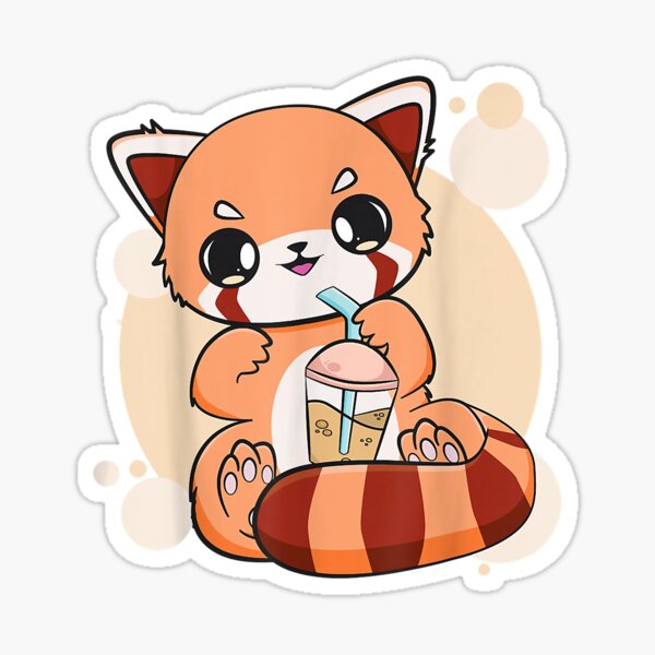 Kawaii Pearl Bubble Tea Red Panda Boba Cute Anime\