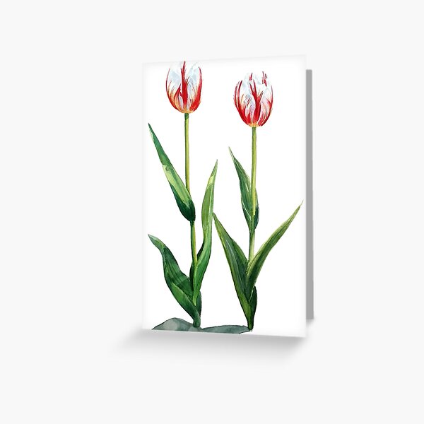 original textile art card Spring Tulip