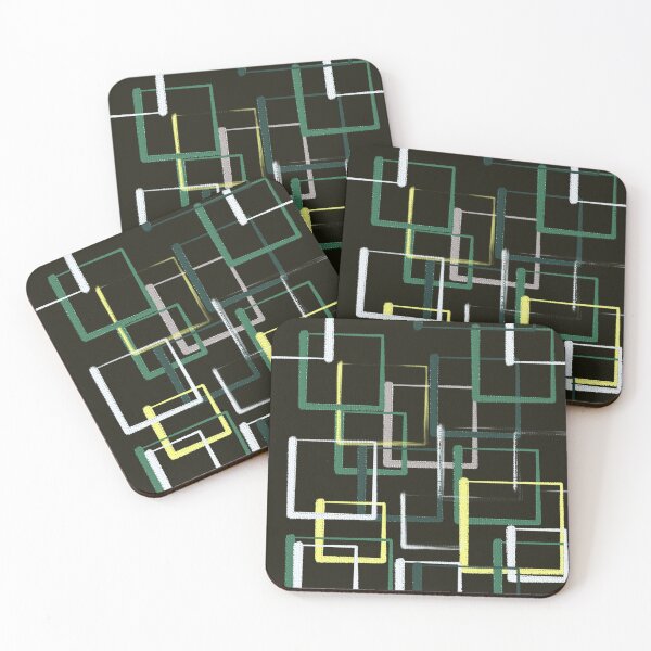 Item preview, Green Yellow Geometric Cube Square Oil Painting Abstract Art Modern Minimalist Wall Decor designed and sold by hopecope.