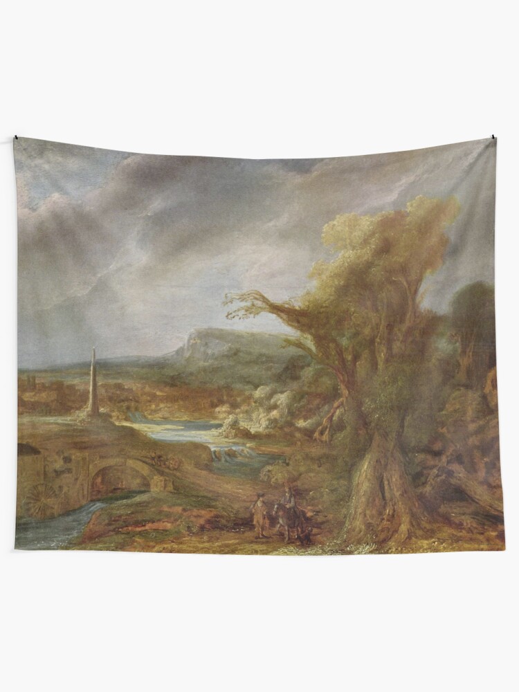 Alternate view of Stolen Art - Landscape with an Obelisk by Govert Flinck Tapestry