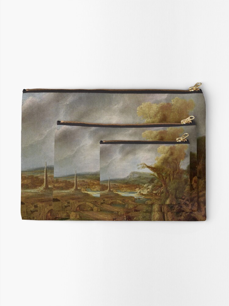 Alternate view of Stolen Art - Landscape with an Obelisk by Govert Flinck Zipper Pouch