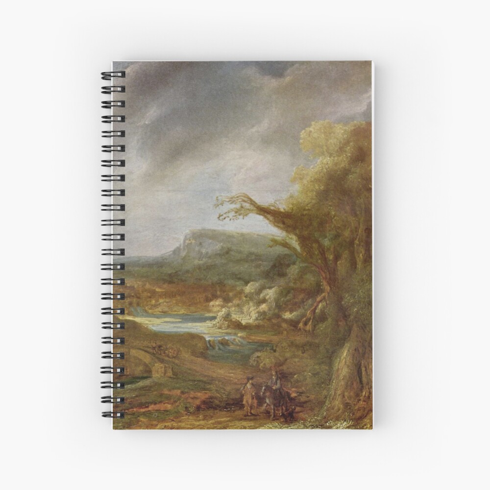Stolen Art - Landscape with an Obelisk by Govert Flinck Spiral Notebook