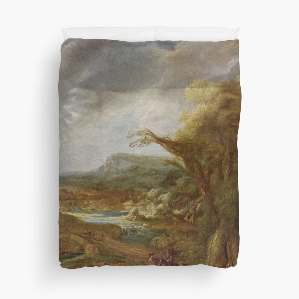 Stolen Art - Landscape with an Obelisk by Govert Flinck Duvet Cover