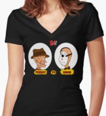 Horror TV Freddy vs Jason Women's Fitted V-Neck T-Shirt
