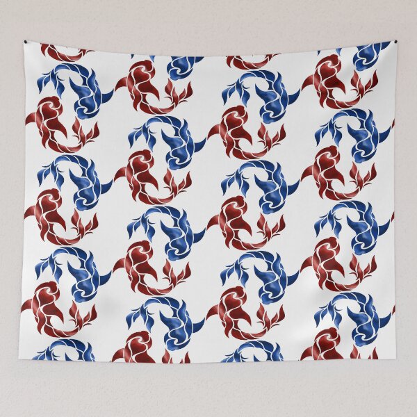 Item preview, two playful fish in blue and red designed and sold by octo-PS.