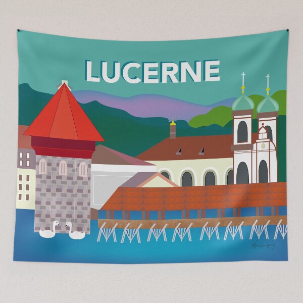 Item preview, Lucerne, Switzerland - Skyline Illustration by Loose Petals designed and sold by LoosePetals.