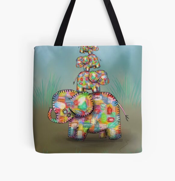 ELEPHANT SHOPPING BAG Elephant Tote Bag Hand Painted Bag 