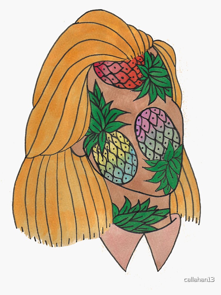 "Pineapples in my head" Sticker for Sale by callahan13 Redbubble