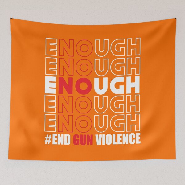 Artikelvorschau, Genug End Gun Violence trägt orangefarbenes T-Shirt Awareness Day Peace & Love Symbol entworfen und verkauft von MoohAs.