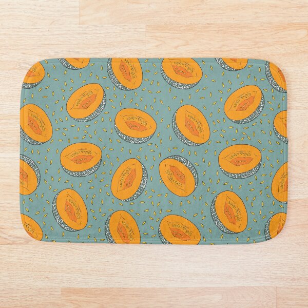 Item preview, Pattern with melon halves and seeds on mint background designed and sold by hmorena.