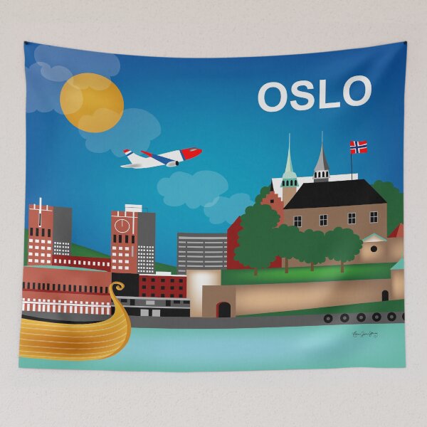 Item preview, Oslo, Norway - Skyline Illustration by Loose Petals designed and sold by LoosePetals.