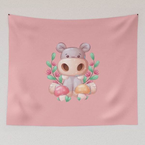 Aperçu de l'œuvre Bébé rhinocéros, dessin d'enfant de dessin animé mignon, art d'illustration coloré calme créée et vendue par TinyBeezle.