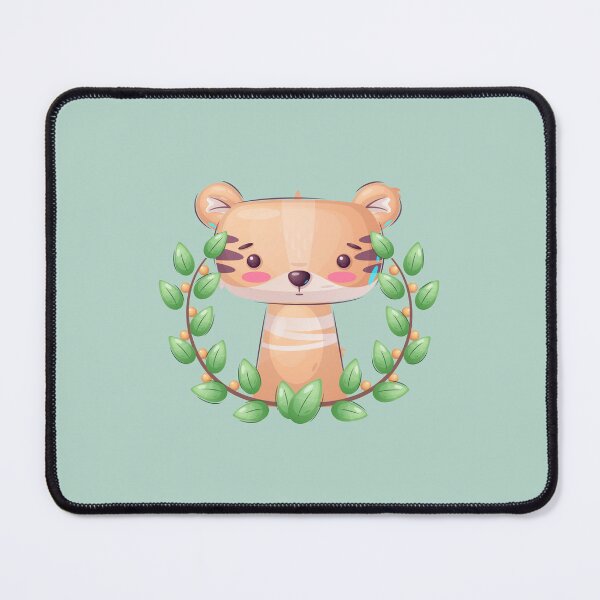 Item preview, Baby Tiger with leaves, Cute Cartoon Child Drawing, Calm Colorful Illustration Art designed and sold by TinyBeezle.