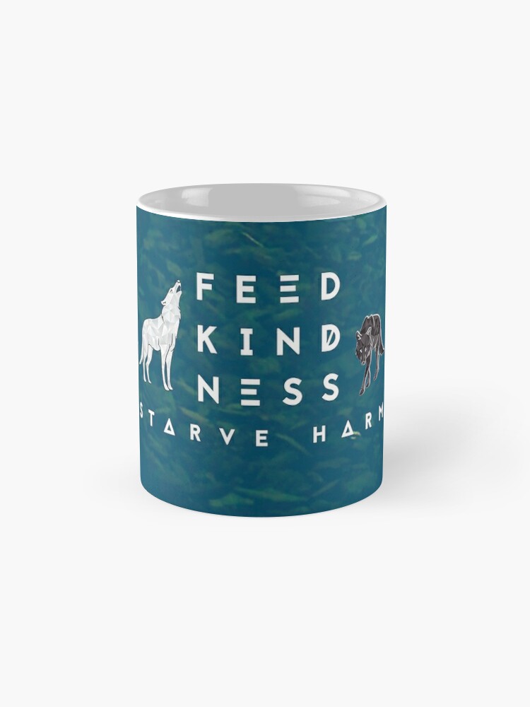 Thumbnail 4 of 6, Coffee Mug, Feed Kindness Starve Harm Logo - Blue designed and sold by FeedKindness.