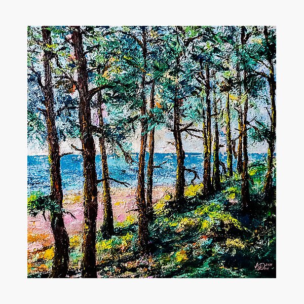 Vista previa del artículo con la obra «Seascape con pinos. Mar Báltico. Pintura al óleo de Marina Daniluka», diseñado y vendido por MariDaniArt.