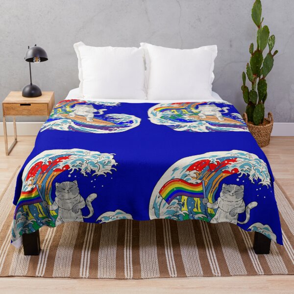 Item preview, Gay Pride Surfing Cat Holding A Rainbow Flag LGBTQ designed and sold by wrinkledhippie.