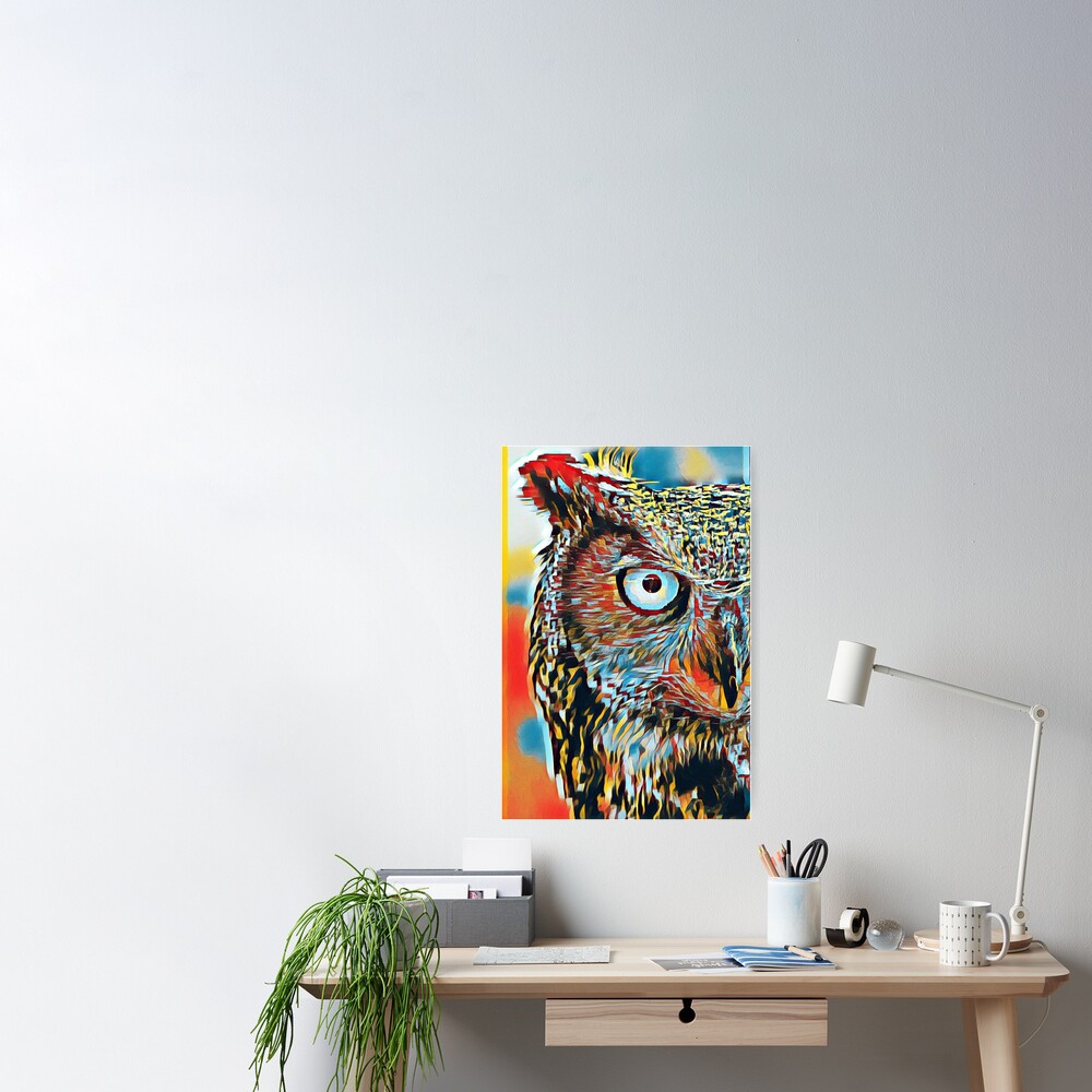 Urban Pop Art Portrait Great Horned Owl Bird Face Poster for Sale by  TheWildFlix