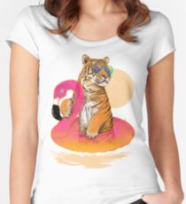 Chillin, Flamingo Tiger Women's Fitted Scoop T-Shirt