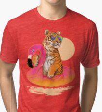 Camiseta de tejido mixto Chillin, tigre flamenco