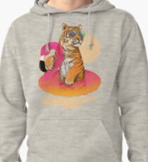 Chillin, Flamingo Tiger Pullover Hoodie