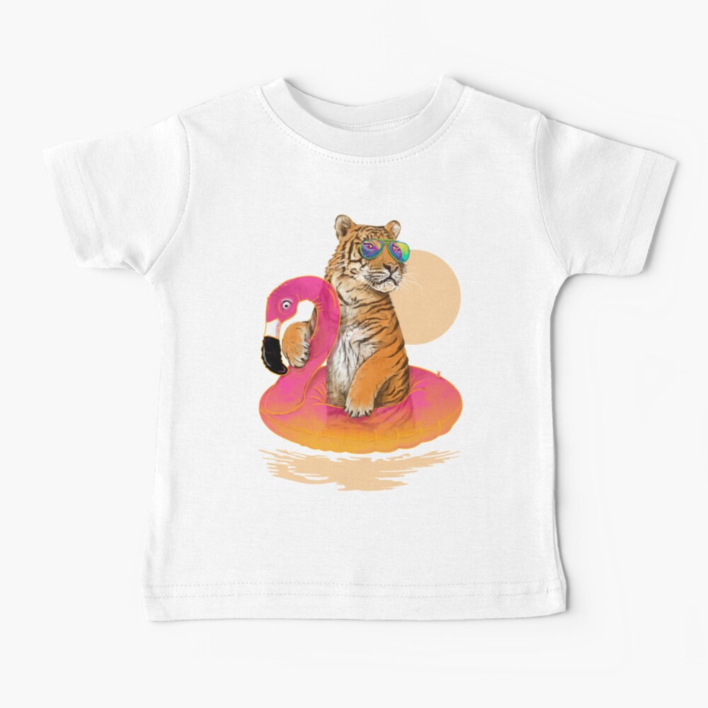 Chillin, Flamingo Tiger Baby T-Shirt