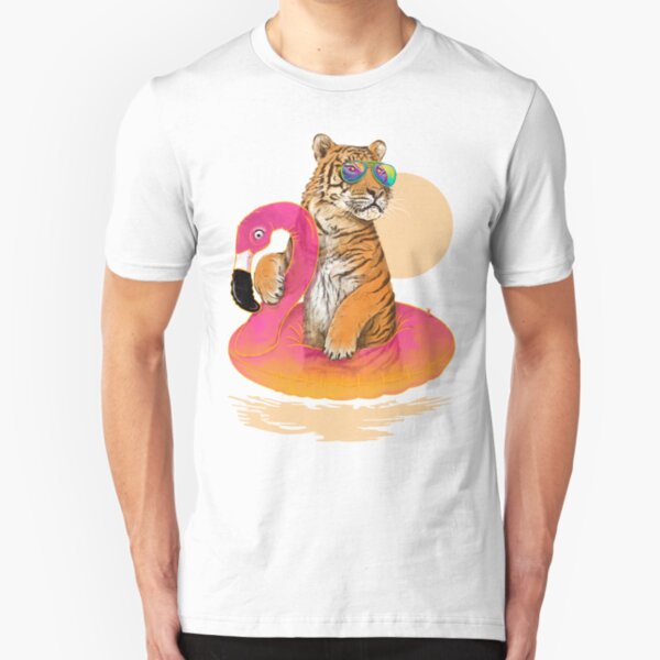 Chillin, Flamingo Tiger Slim Fit T-Shirt