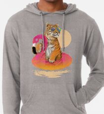 Chillin, Flamingo Tiger Lightweight Hoodie