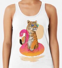 Chillin, Flamingo Tiger Racerback Tank Top